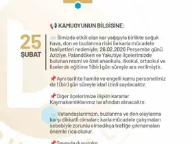 Erzurum’da okullara bir gün kar tatili
