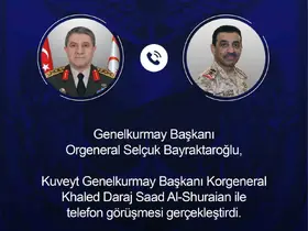 Genelkurmay Başkanı Bayraktaroğlu, Kuveyt Genelkurmay Başkanı Al-Shuraian ile telefonda görüştü
