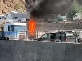 Gümüşhane’de LPG’li otomobil alev alev yandı

