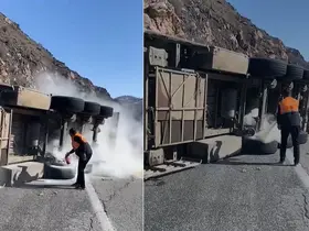 Hakkari-Van yolunda tır devrildi
