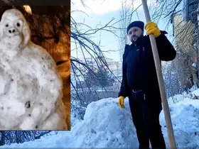 Hakkarili genç kardan goril yaptı
