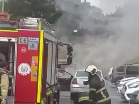 Hastane otoparkında otomobil yangını
