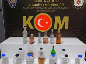Isparta'da 54 litre kaçak ve el yapımı alkol ele geçirildi