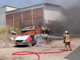 Kahramanmaraş’ta minibüs yangını
