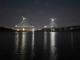 Kanal İstanbul’un ilk köprüsü geceyi aydınlatıyor
