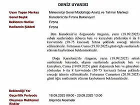 Karadeniz’de fırtına uyarısı
