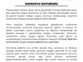 Kayseri’de eğitime 1 gün ara verildi
