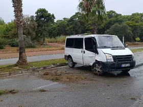 Kontrolden çıkan kamyonet palmiye ağacına çarptı: Kaza anı kamerada
