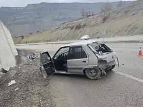 Kontrolden çıkan otomobil istinat duvarına çarptı: 1 yaralı
