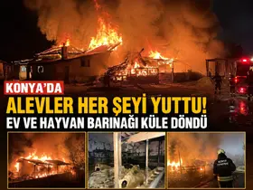 Konya'da Alevler Evi Ve Hayvan Barınağını Küle Çevirdi