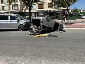 Konya’da otomobil takla attı! İtfaiye müdahale etti
