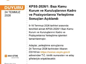 KPSS-2026/1 yerleştirme sonuçları açıklandı
