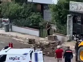 Mahallede korku dolu anlar: Gaz hattı delindi
