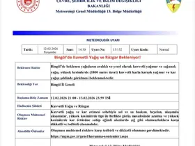 Meteorolojiden Bingöl için kuvvetli yağış uyarısı
