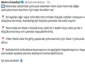 Metro İstanbul’da "valiz için ek ücret" dönemi
