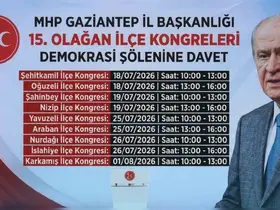 MHP Gaziantep İlçe Teşkilatları 15. Olağan Kongre takvimi açıklandı
