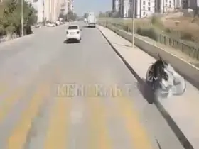 Motosikletin direğe çarptığı kaza kamerada
