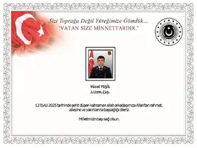 MSB’den şehit Uzman Çavuş Yücel Yeşil için başsağlığı mesajı
