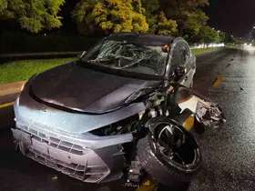 Niğde’de refüje çıkarak, ağaca çarpan SUV araç kullanılamaz hale geldi
