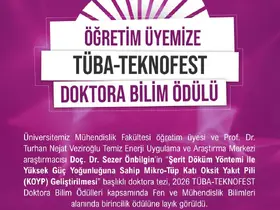 NÖHÜ Öğretim Üyesine Tüba-Teknofest Doktora Bilim Ödülü
