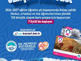 Öğrencilere ulaşım kartı başvuruları 7 Eylül’de başlıyor

