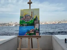 Öğretmenler Kız Kulesi’nden eşsiz İstanbul manzarasını resmetti
