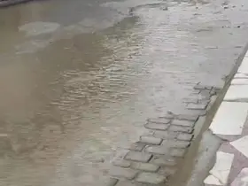 On dakikalık yağış sonrası Umurlu’da sokaklar sular altında kaldı
