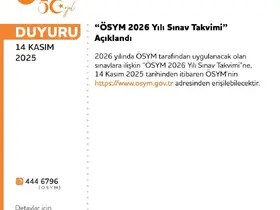 ÖSYM sınav takvimi açıklandı
