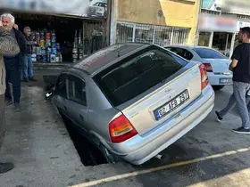 Otomobil bakım kanalına düştü
