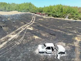 Otomobilde çıkan yangın ormana sıçradı
