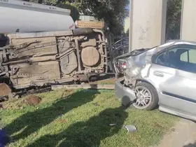 Otomobille çarpışan araç takla atarak durabildi
