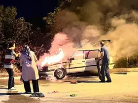 Pursaklar’da seyir halindeyken alev alan araç kullanılamaz hale geldi

