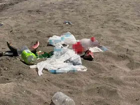 Samsun sahilinde tepki çeken görüntü
