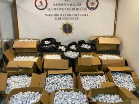 Samsun’da peş peşe giden 3 araçtan 350 bin uyuşturucu hap ele geçirildi
