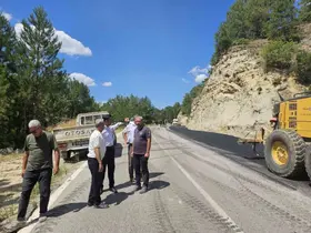 Şaphane Kaymakamı Boztaş asfalt çalışmalarını inceledi
