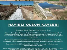 Sarıoğlan Barajı Takviye Hattı, hizmete girdi
