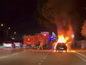 Seyir halindeki otomobil alev topuna döndü
