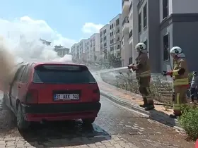 Seyir halindeki Tofaş alev alev yandı
