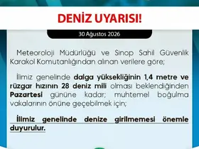 Sinop’ta denize girilmemesi uyarısı
