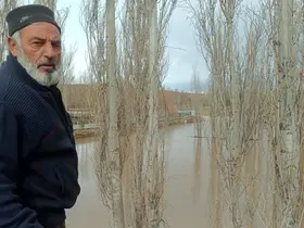 Sivas’ta karların erimesi ile dereler taştı, tarım arazileri göle döndü
