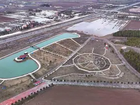 Sivas’ta yağmur suları ikiz gölet oluşturdu
