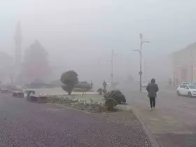 Sivas’ta yoğun sis etkili oldu araçlar görünmez hale geldi
