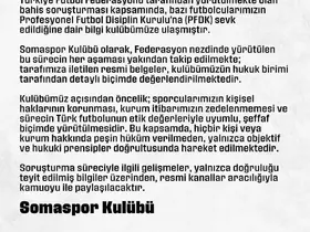 Somaspor’dan, PFDK’ya sevk edilen futbolcularıyla ilgili açıklama
