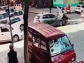 Tekirdağ’da iki kişinin yaralandığı kaza kamerada
