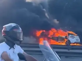TEM Otoyolu’nda alev alev yanan otomobil kullanılamaz hale geldi

