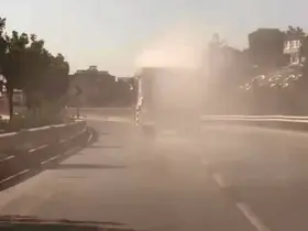 Tozu dumana katan kamyon sürücüsüne ceza uygulandı
