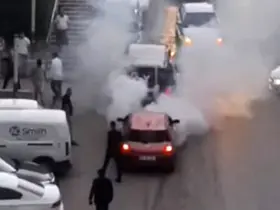 Trafiği tehlikeye atarak lastik yakan sürücüye ceza
