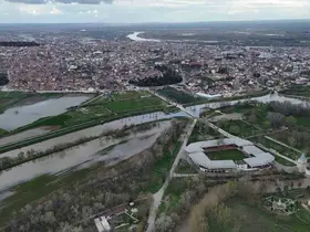 Tunca Nehri taştı, Sarayiçi havadan görüntülendi
