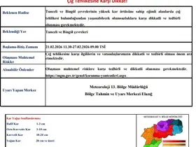 Tunceli ve Bingöl için çığ uyarısı

