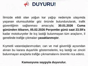 Tunceli’de motokuryeler ve kış lastiği olmayan araçların trafiğe çıkışı yasaklandı
